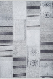 Gri Ton Sür Ton Patchwork Halı