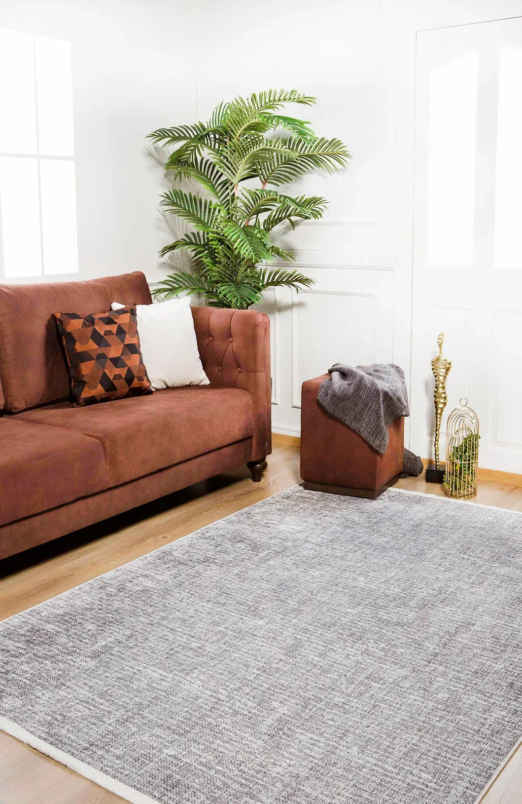 Soft Kahve Krem Tonlarında Modern Halı