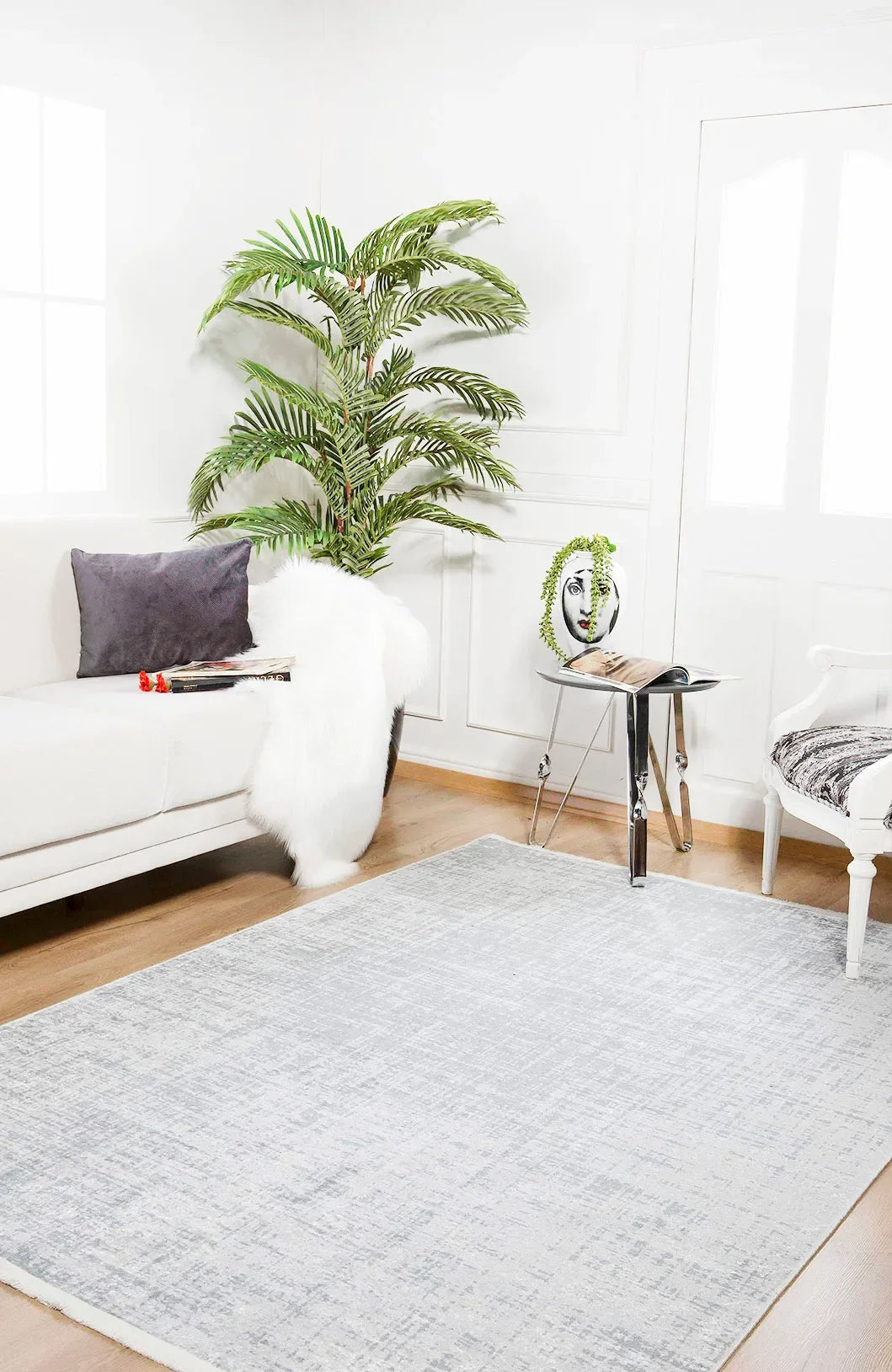 Soft Açık Gümüş Gri Ton Sür Ton Halı