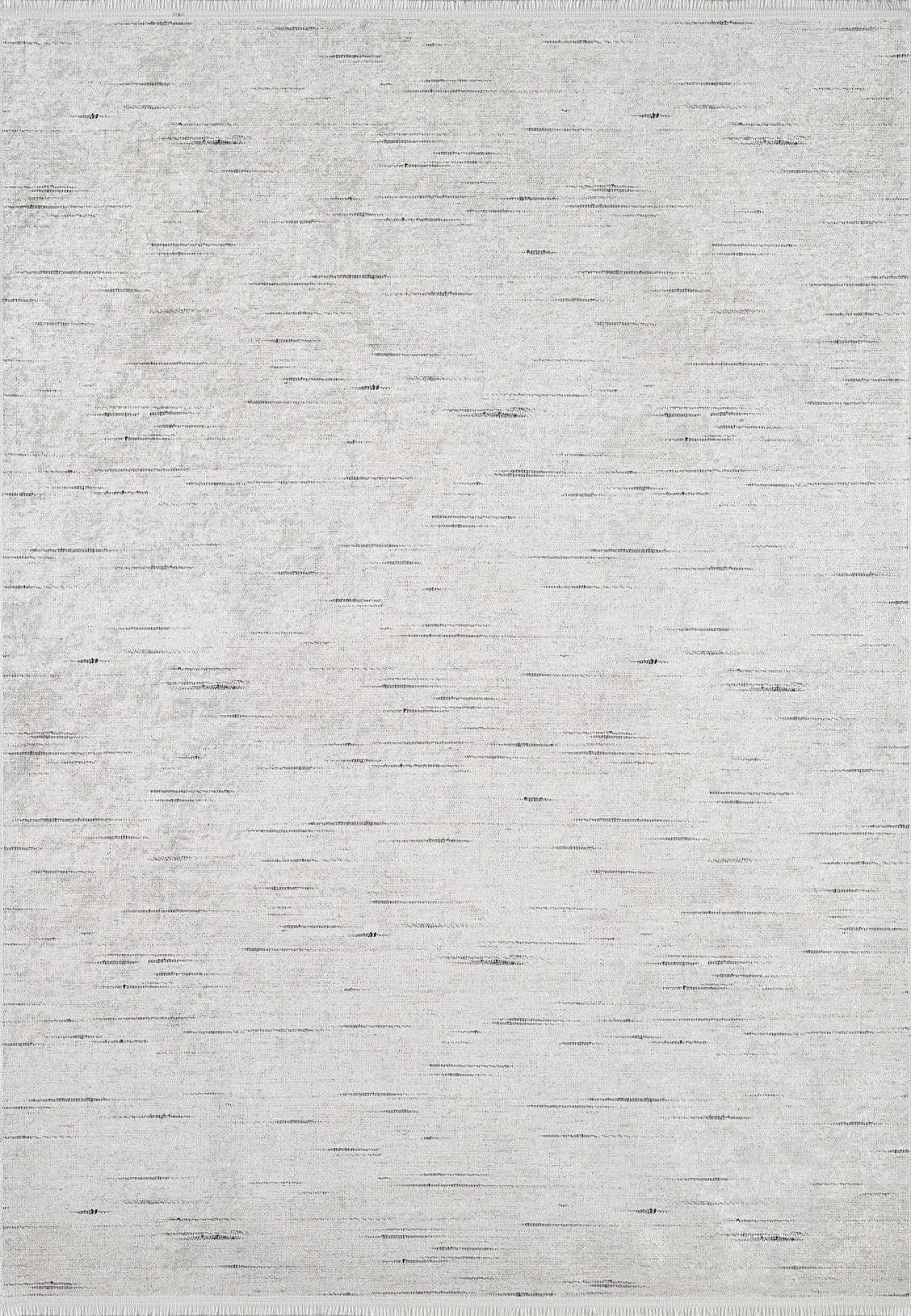 Açık Gri Siyah Yatay Çizgili Soft Halı