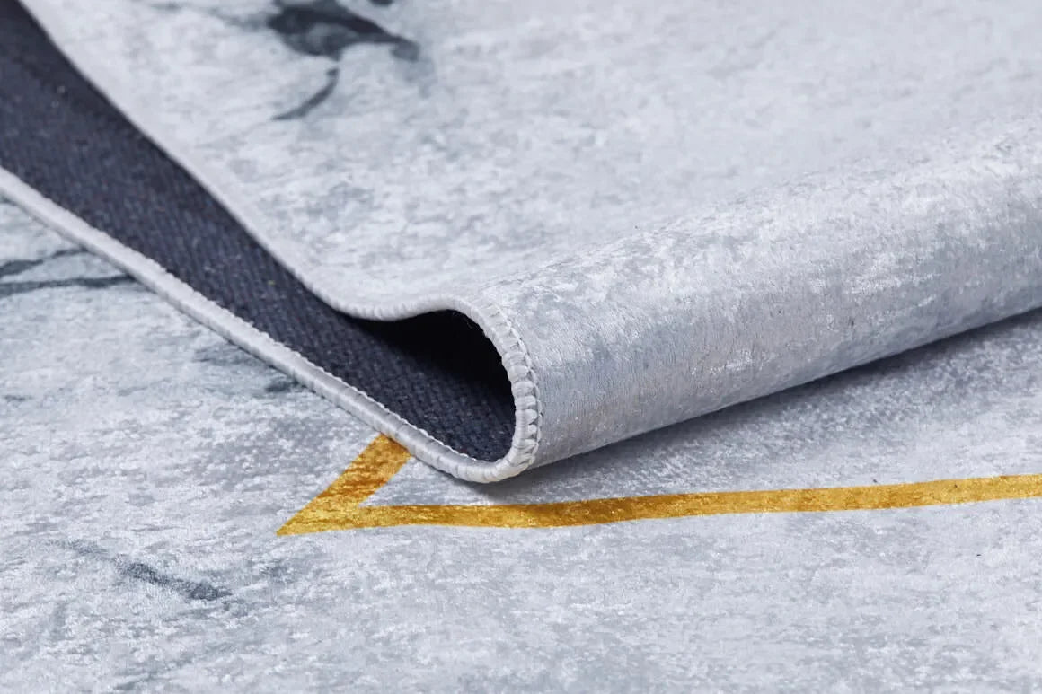 Beyaz Mermer Desenli Altın Kum Saati Halı