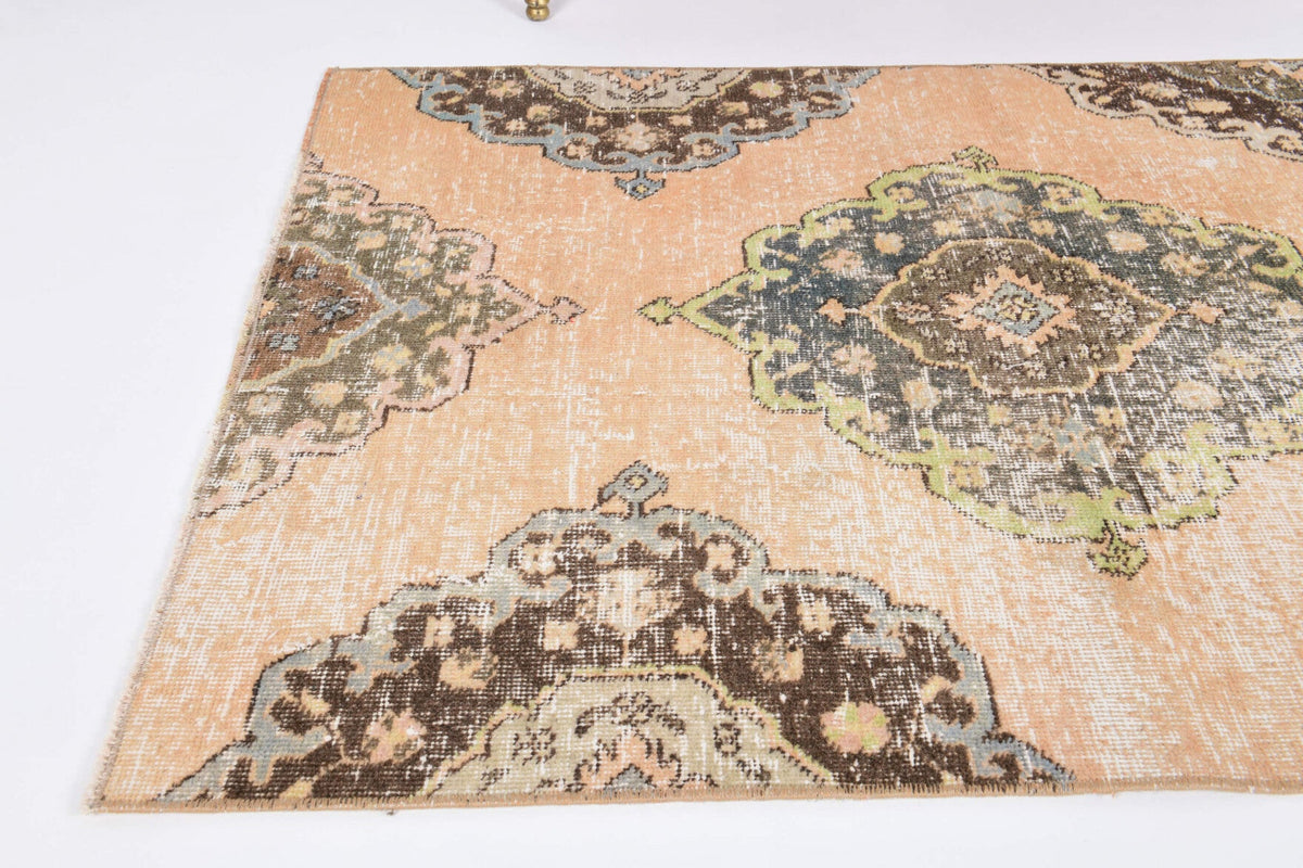 El yapımı vintage halı 91x122 cm oryantal desenli yün - yakın çekim doku detayı