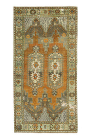 Vintage Oushak Area Double-Motifed Rug