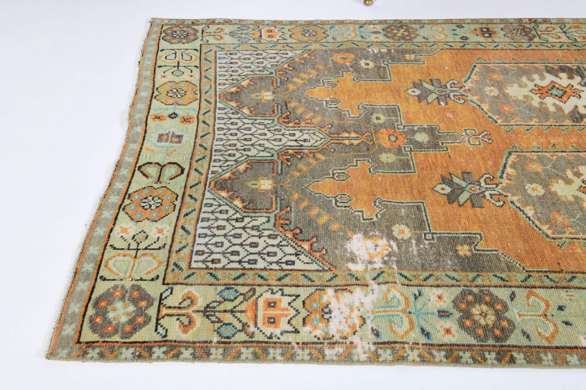 Vintage Oushak Area Double-Motifed Rug