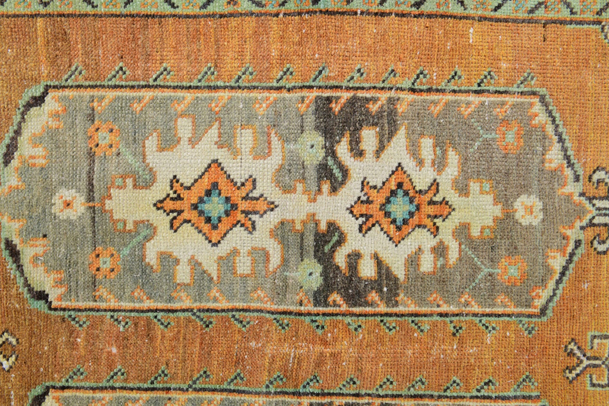 Vintage Oushak Area Double-Motifed Rug