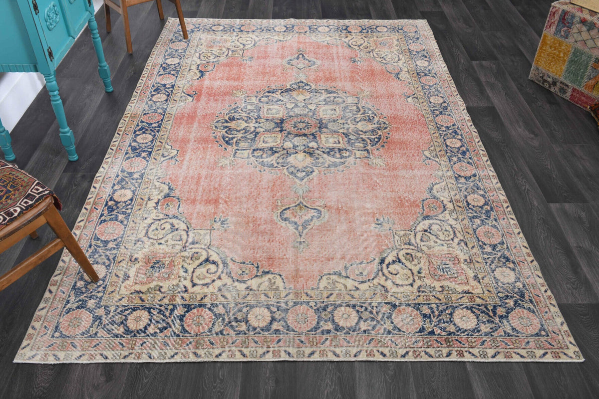 Salon için oryantal desenli el dokuma vintage halı – 203x305 cm
