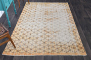 El yapımı vintage halı 170x259 cm i̇kat desenli yün - detay görünümü