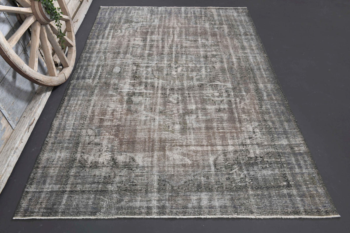 El yapımı vintage halı 183x300 cm oryantal desenli yün - detay görünümü