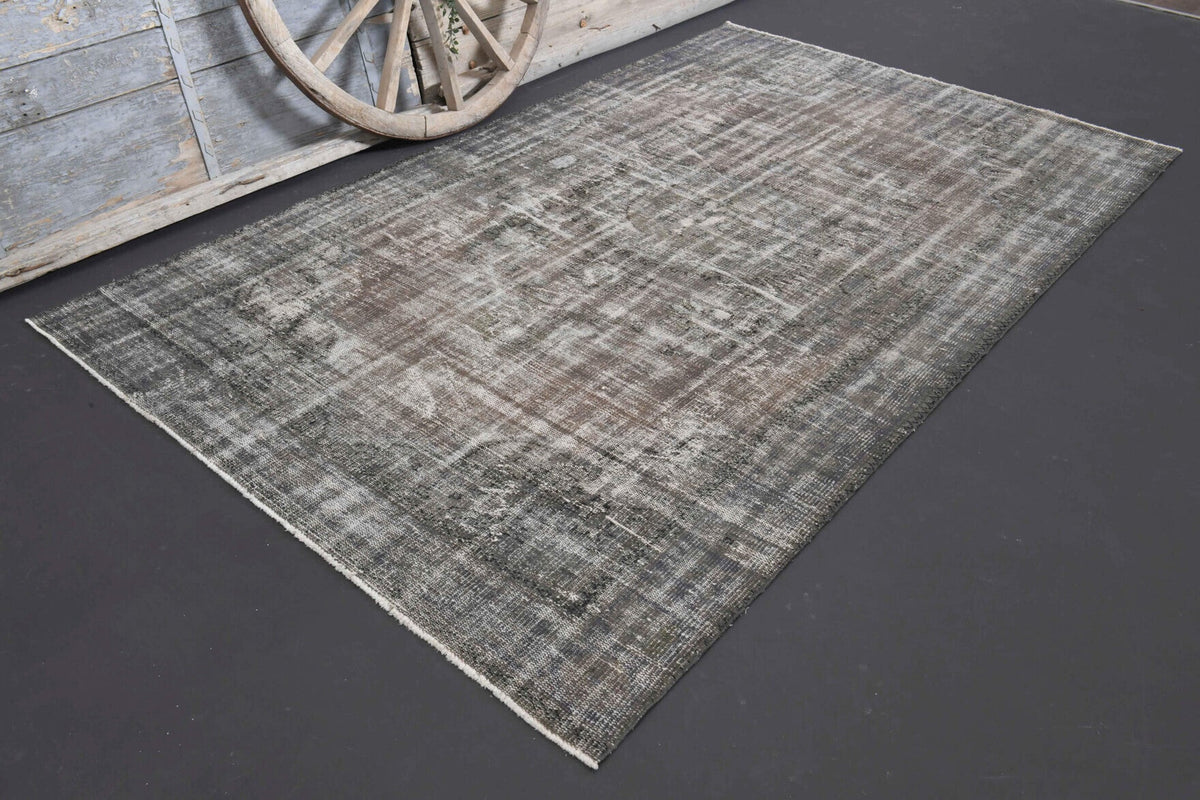 El yapımı vintage halı 183x300 cm oryantal desenli yün - yakın çekim doku detayı