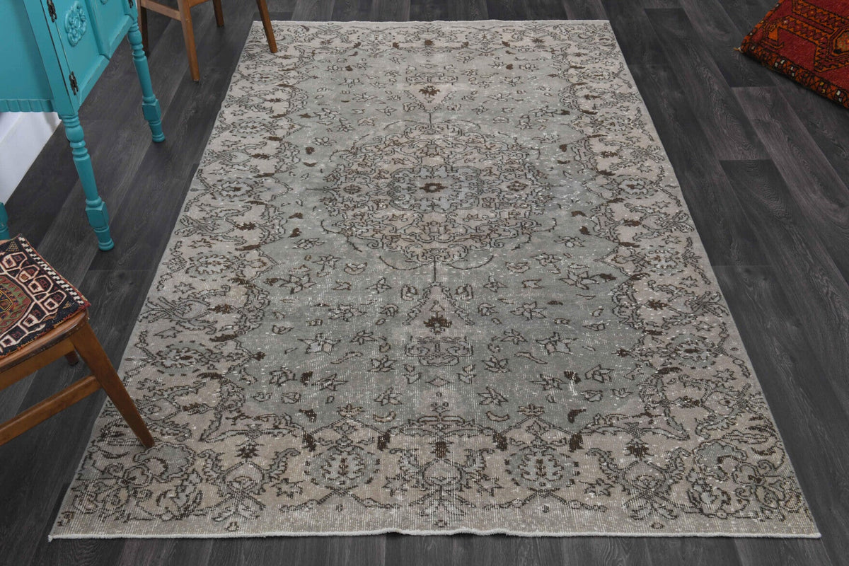 El yapımı vintage halı 152x274 cm çiçek desenli desenli yün - detay görünümü