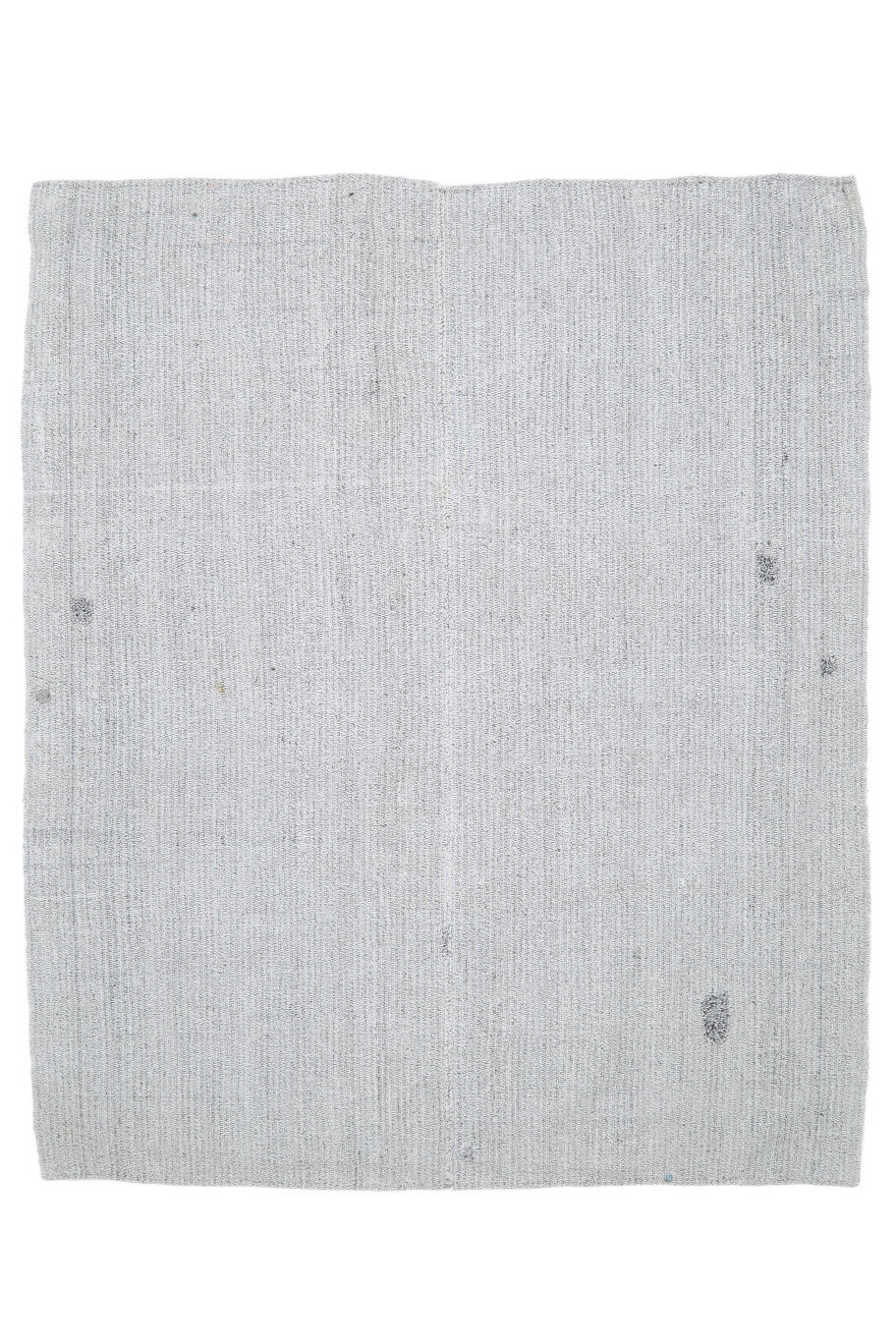 225x271 cm gri ve beyaz düz zeminli el dokuma vintage halı – üstten tam görünüm
