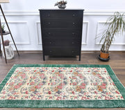El yapımı vintage halı 178x203 cm çiçek desenli desenli yün - detay görünümü
