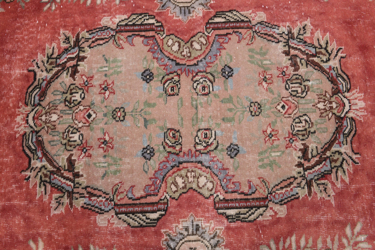 El yapımı vintage halı 183x305 cm oryantal desenli yün - kenar ve saçak detayı