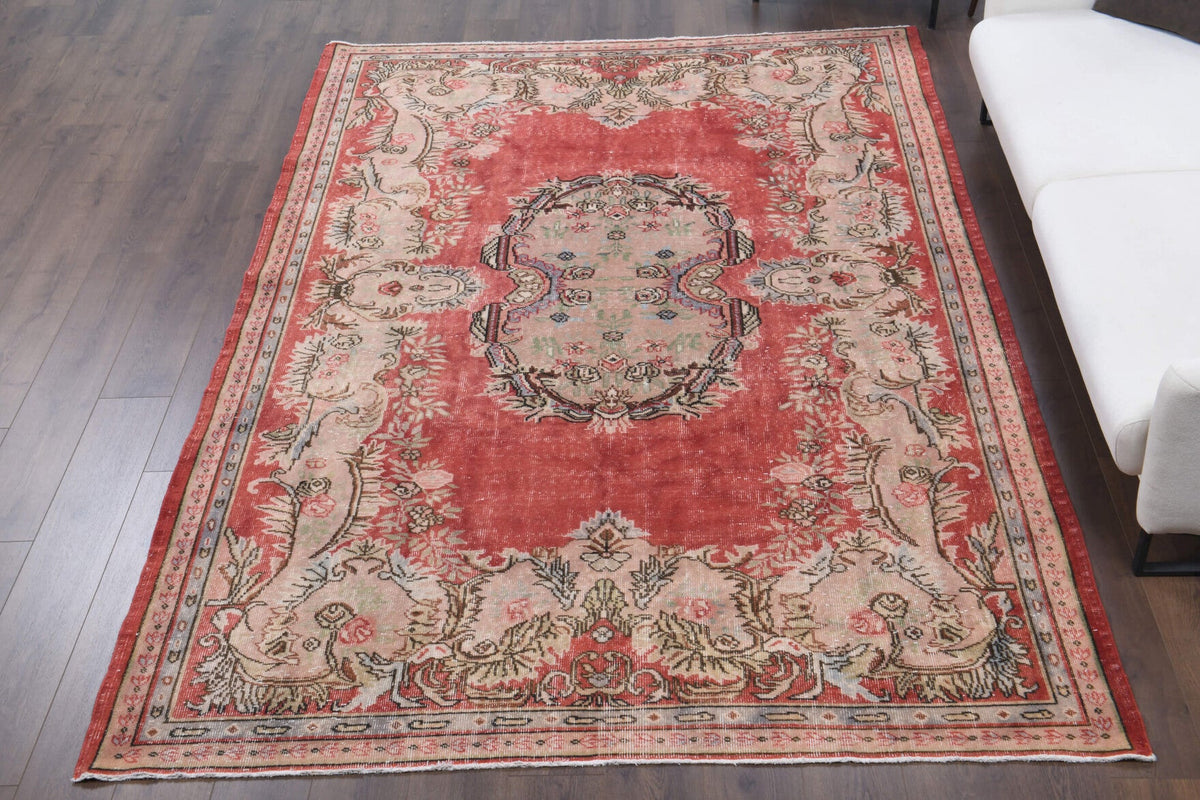 El yapımı vintage halı 183x305 cm oryantal desenli yün - mekan görünümü