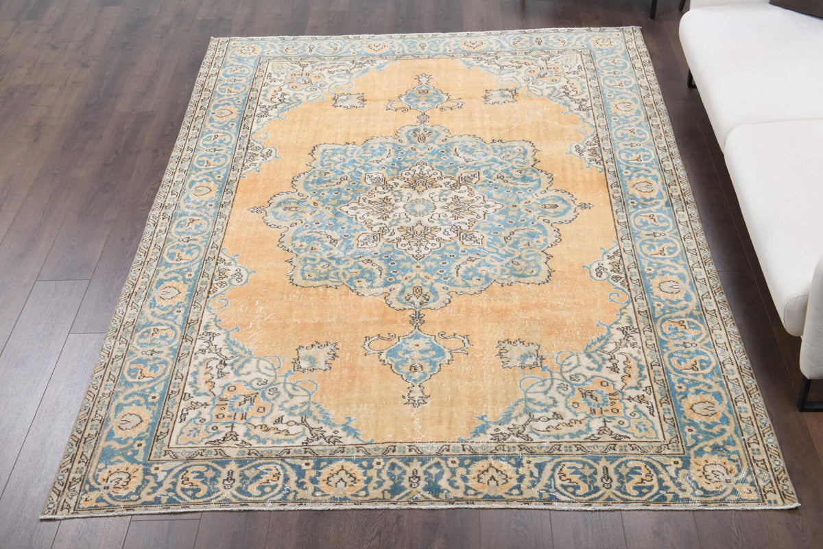 El dokuma vintage halı 205x297 cm, 5 mm hav, yün