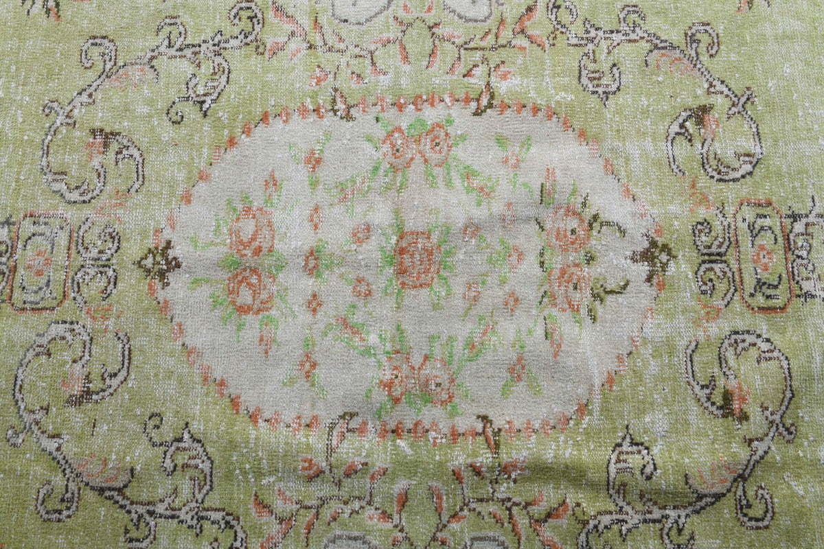 Vintage halı 190x300 cm – bej, mavi ve gri oryantal desenli, el dokuma