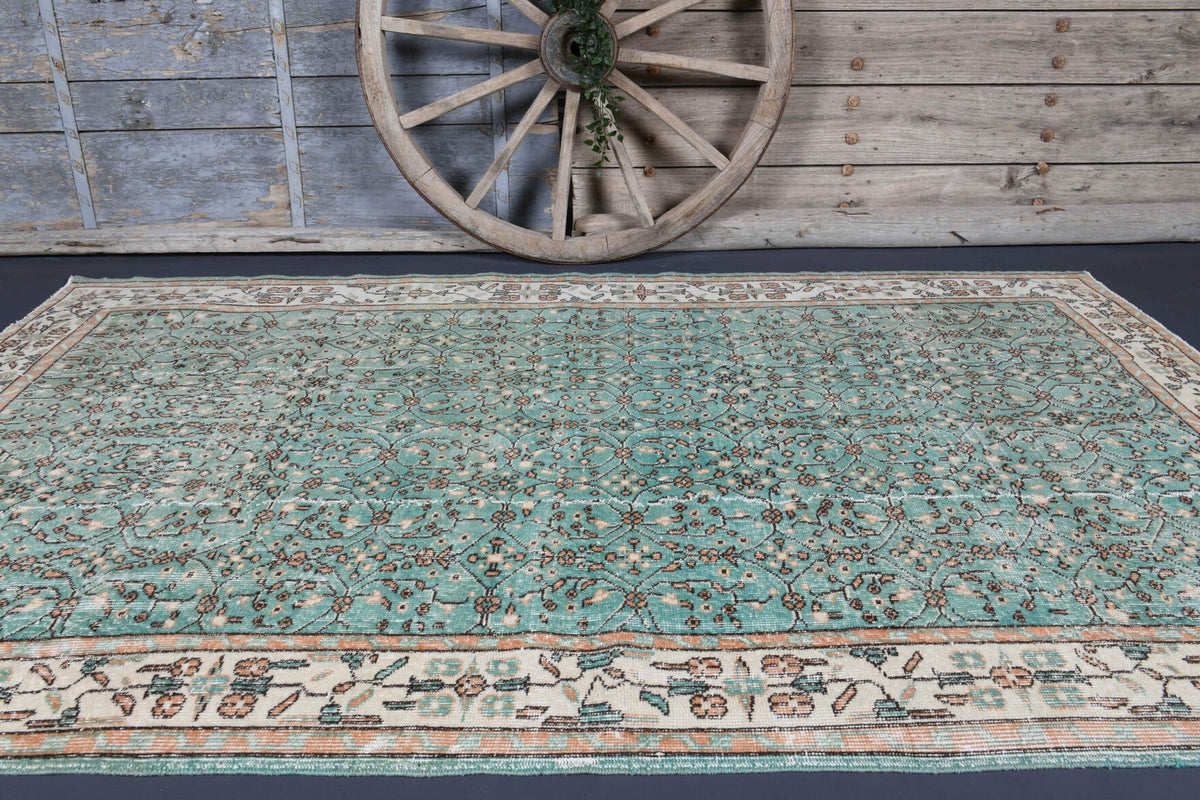 Green Floral Hereke Vintage Area Rug