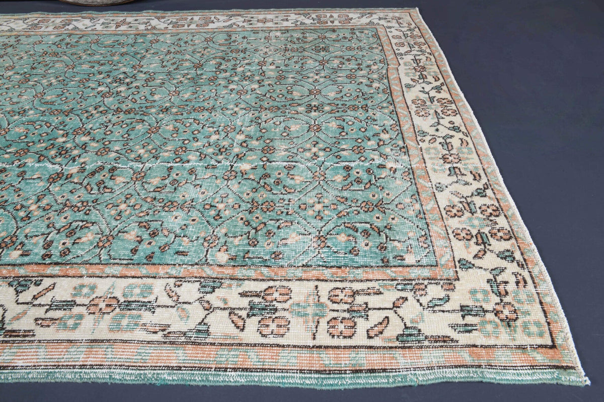 Green Floral Hereke Vintage Area Rug