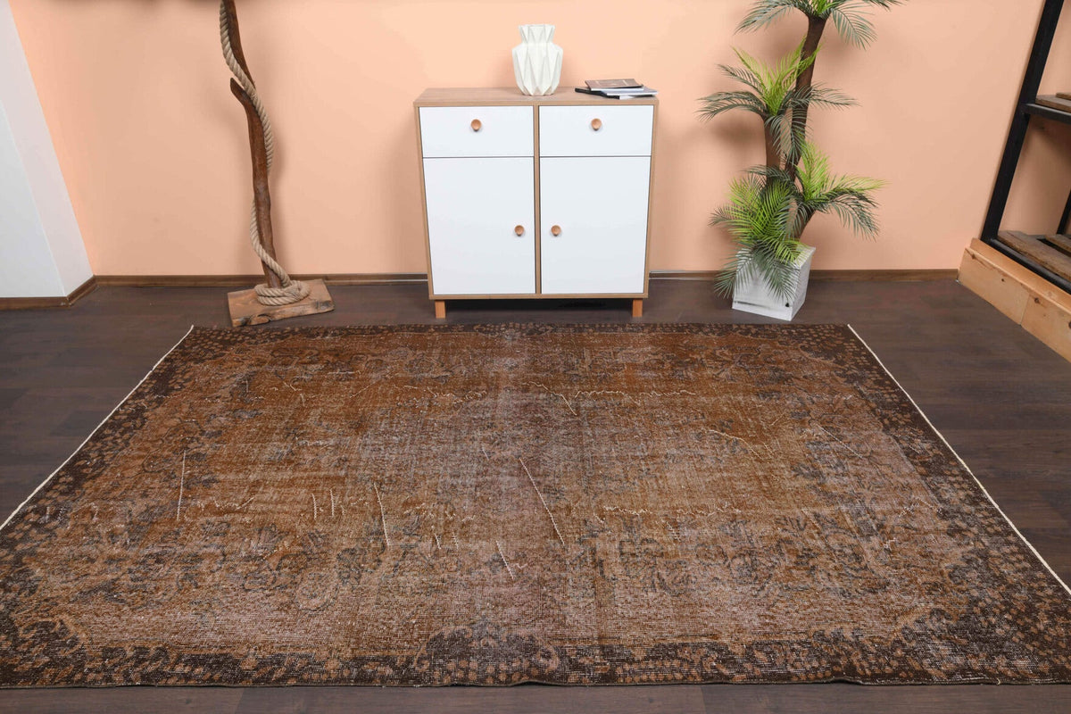 1940'lardan Anadolu kökenli oryantal desenli el dokuma vintage halı, 185x285 cm