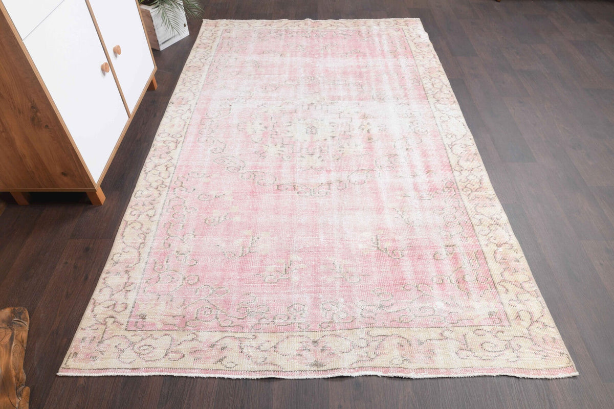 Bright Pink Vintage Anatolian Area Rug