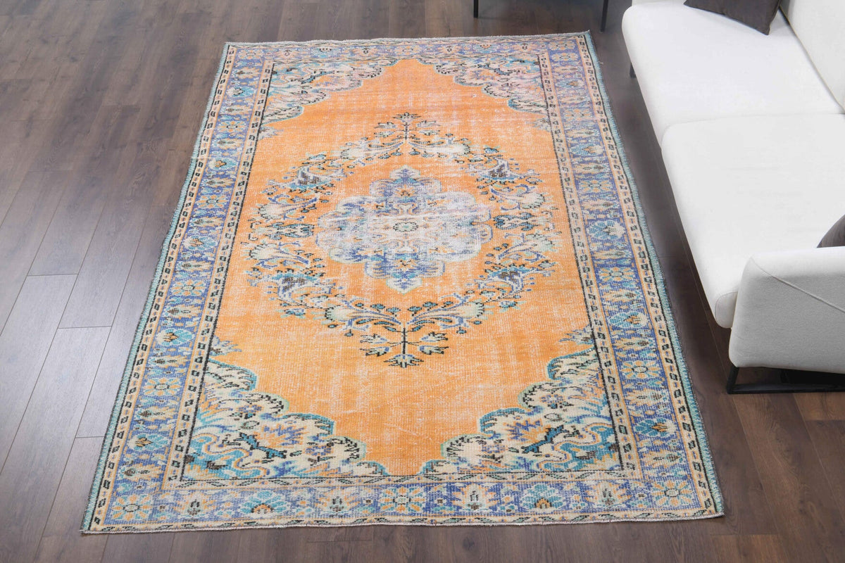 Salon için oryantal desenli el dokuma vintage halı – 185x290 cm
