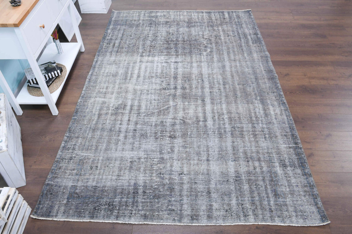 El yapımı vintage halı 183x274 cm soyut desenli yün - yakın çekim doku detayı