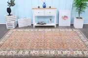 El yapımı vintage halı 180x287 cm bordürlü desenli yün - detay görünümü