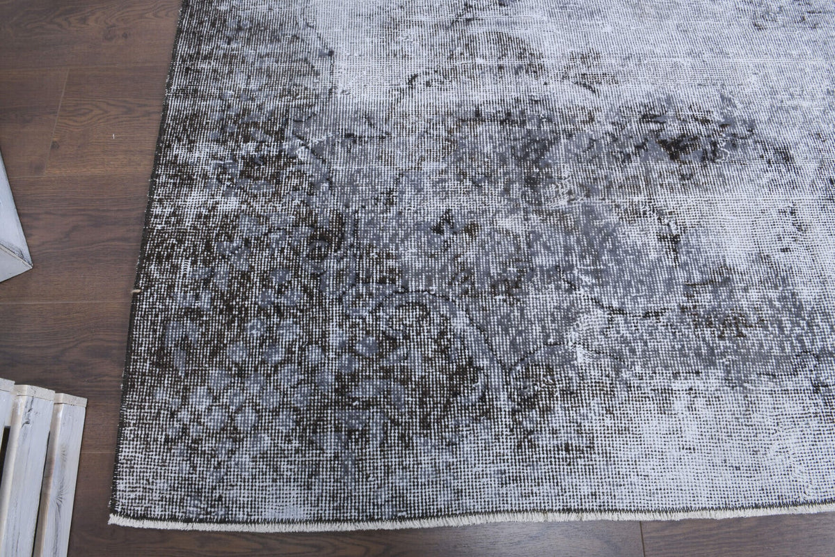 El yapımı vintage halı 193x290 cm oryantal desenli yün - yakın çekim doku detayı