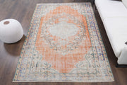 El yapımı vintage halı 152x244 cm oryantal desenli yün - detay görünümü