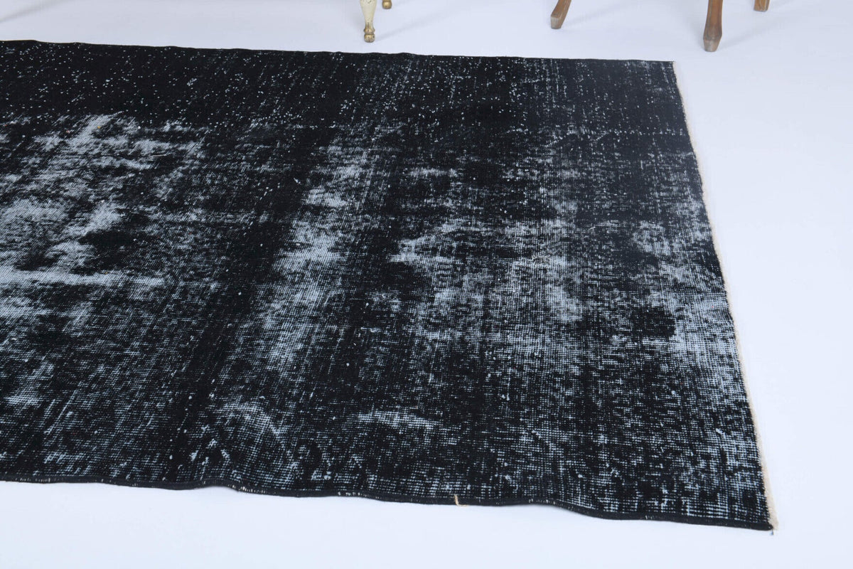 Vintage Turkish Black Area Anatolian Rug