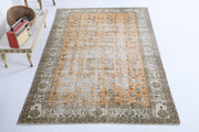 El yapımı vintage halı 152x257 cm çiçek desenli desenli yün - detay görünümü