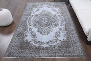 El yapımı vintage halı 152x274 cm oryantal desenli yün - detay görünümü