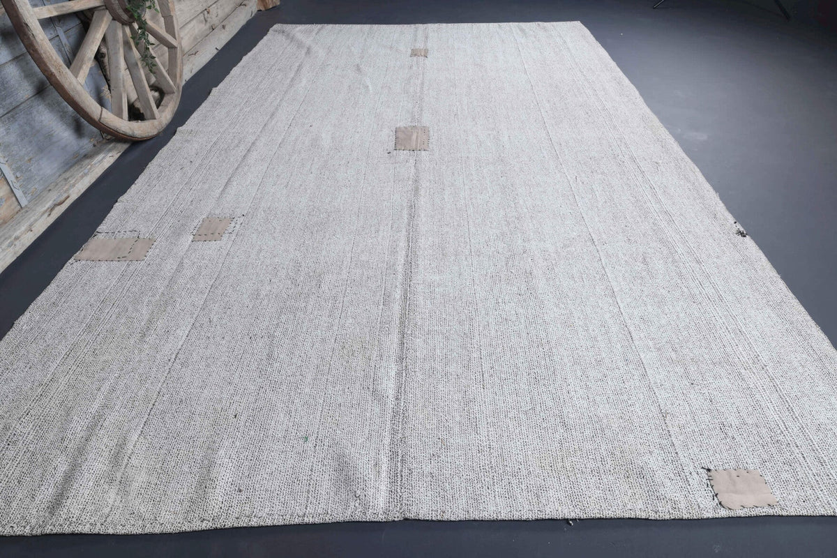 Vintage White Kilim Area Rug