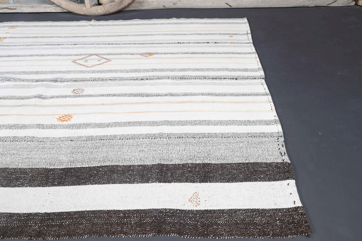 El yapımı vintage halı 178x249 cm çizgili desenli yün - desen detayı