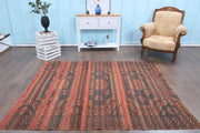 El yapımı vintage halı 183x224 cm çiçek desenli desenli yün - detay görünümü