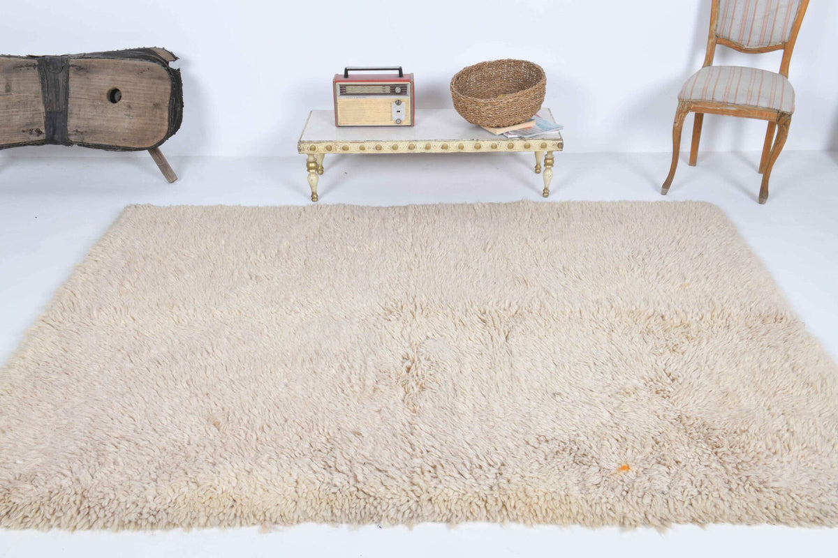 El yapımı vintage halı 170x239 cm düz desenli yün - detay görünümü