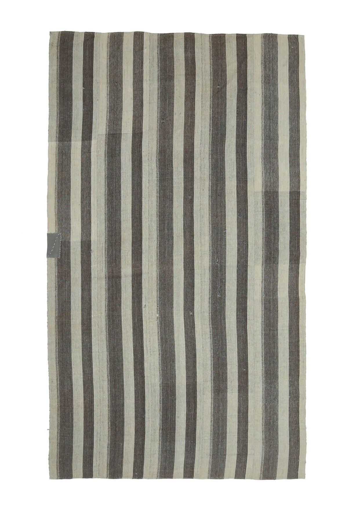 164x280 cm bej ve kahverengi çizgili el dokuma vintage kilim – üstten tam görünüm