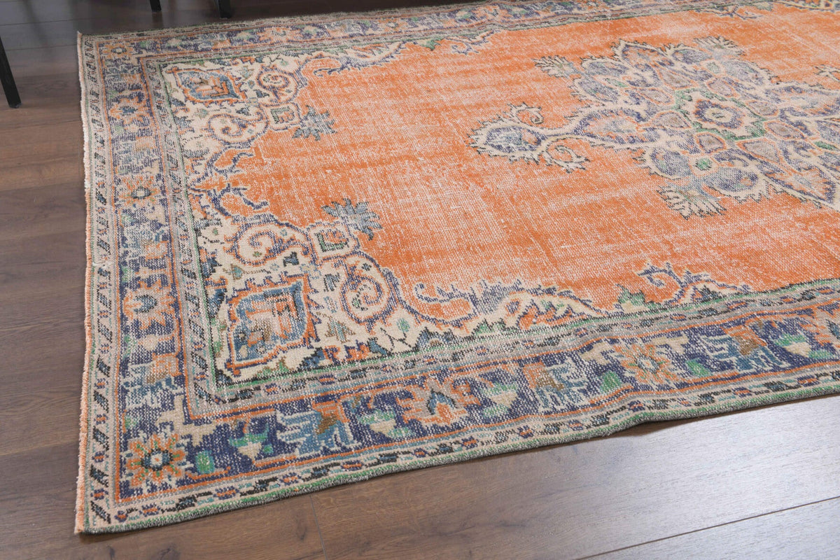 El yapımı vintage halı 152x244 cm oryantal desenli yün - desen detayı
