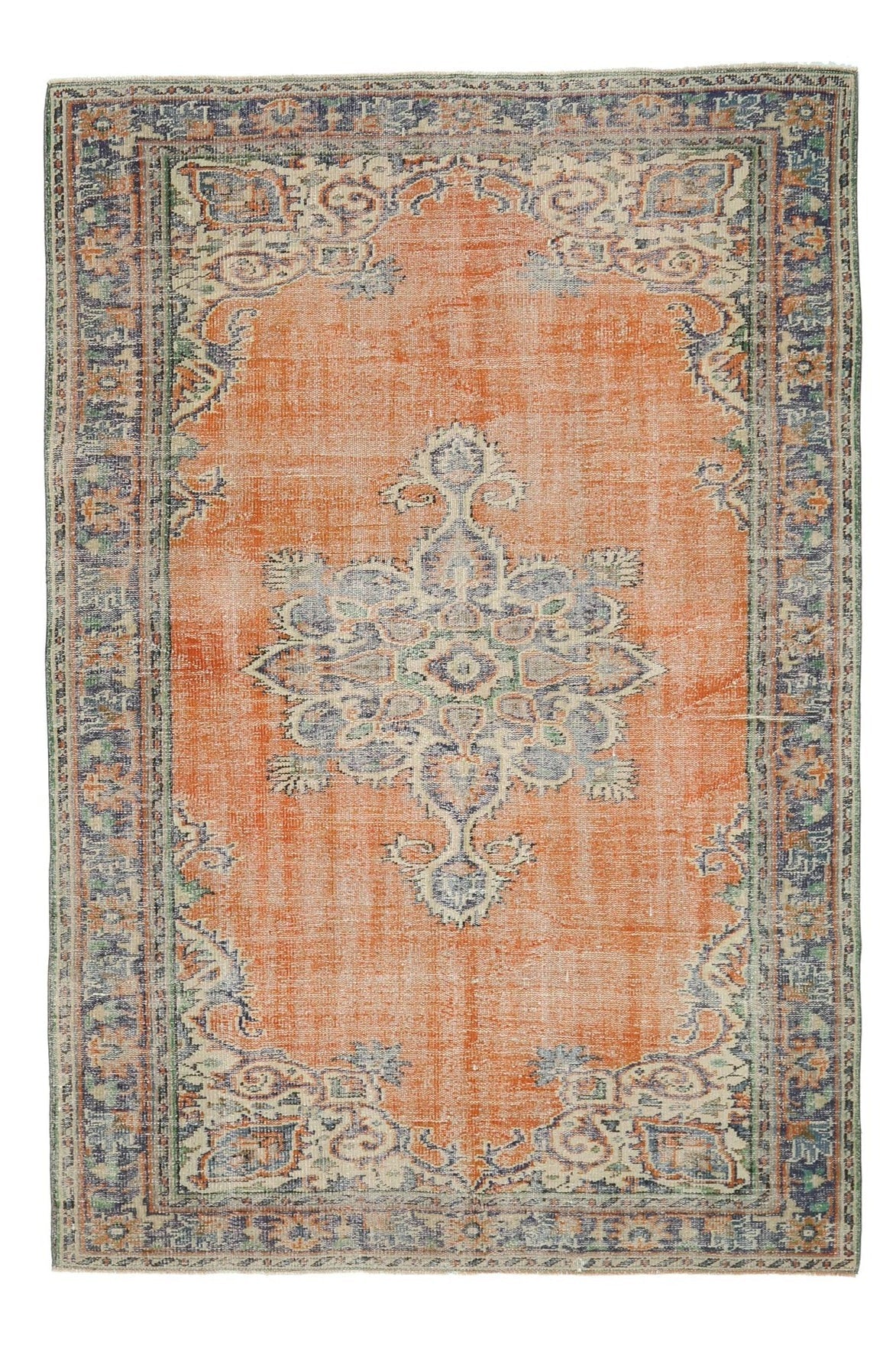 Orange Anatolian Oriental Vintage Area Rug
