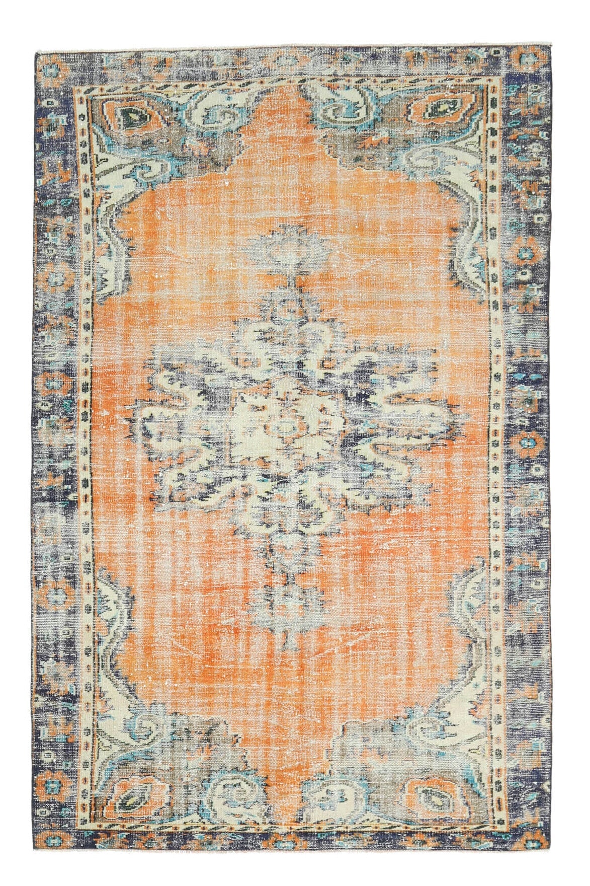 Vintage Orange Oushak Oriental Area Rug