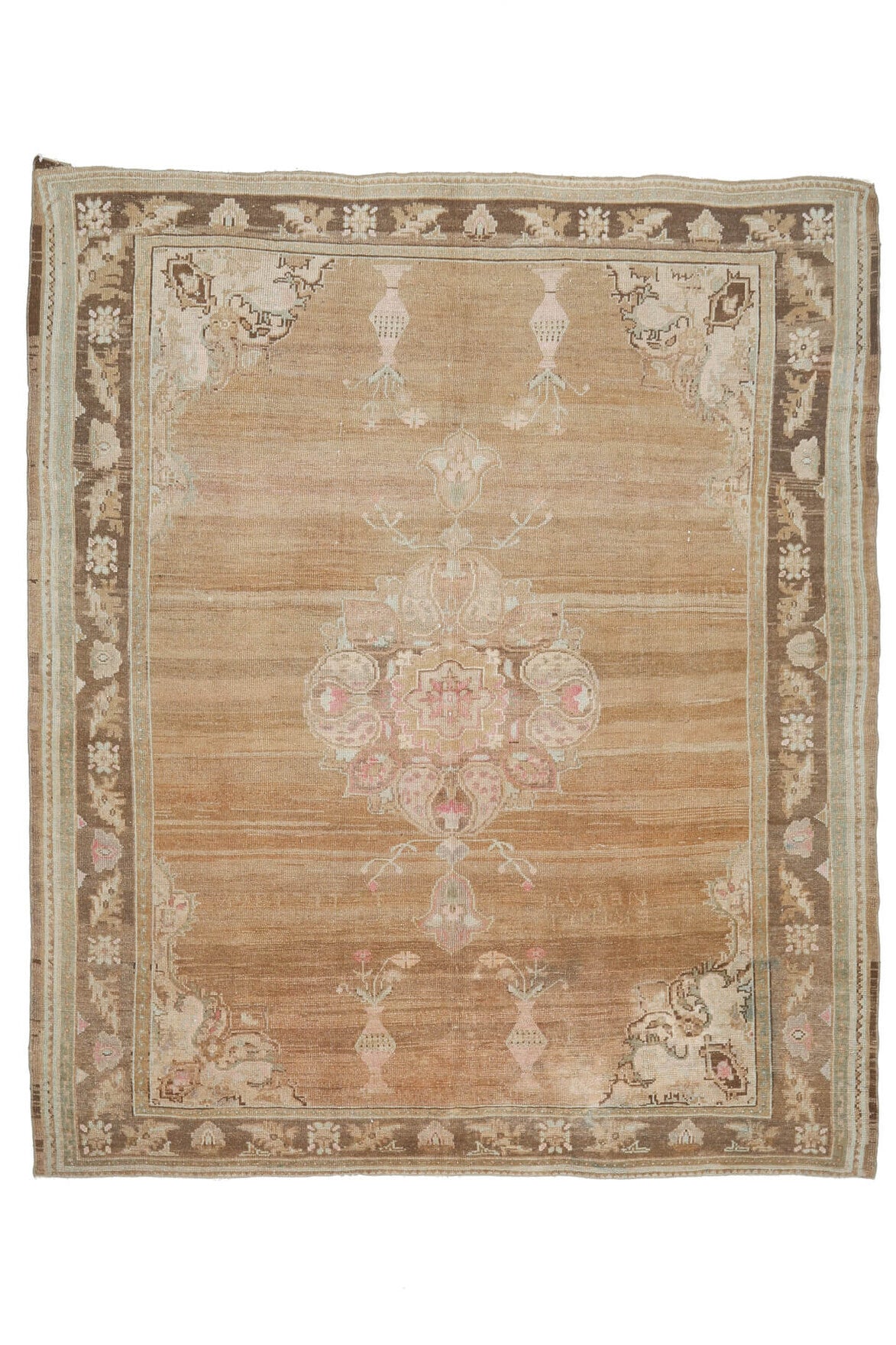 El yapımı vintage halı 229x277 cm oryantal desenli yün - açık alan görünümü