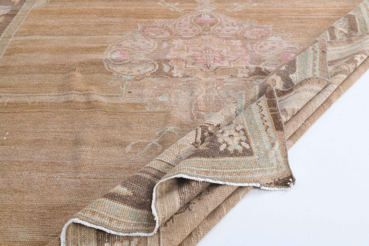 El yapımı vintage halı 229x277 cm oryantal desenli yün - üstten görünüm