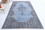 El yapımı vintage halı 155x284 cm oryantal desenli yün - detay görünümü