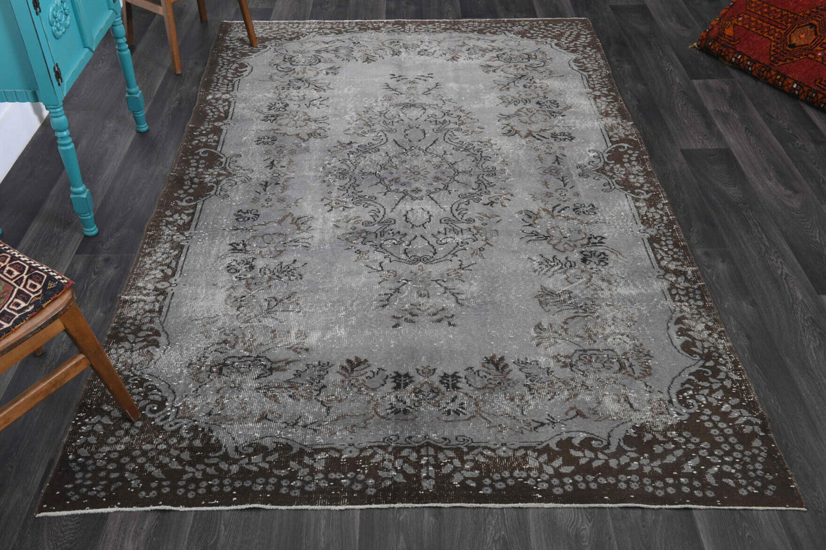 El yapımı vintage halı 188x300 cm oryantal desenli yün - detay görünümü