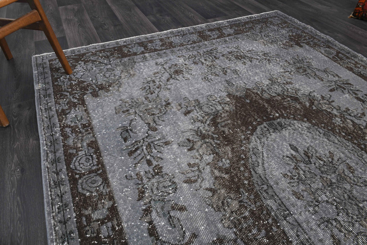 Vintage halı 184x291 cm – gri oryantal desenli, el dokuma
