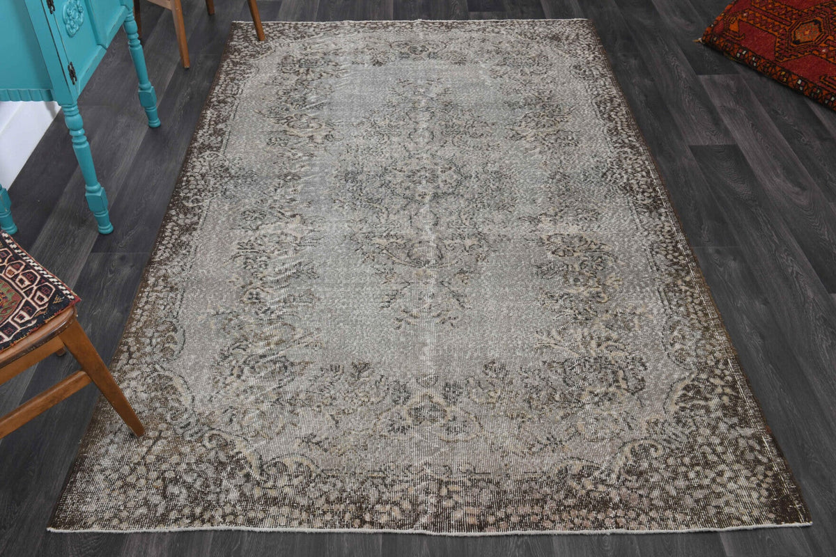 El yapımı vintage halı 183x274 cm oryantal desenli yün - detay görünümü