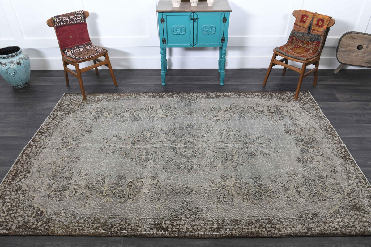 El yapımı vintage halı 183x274 cm oryantal desenli yün - desen detayı