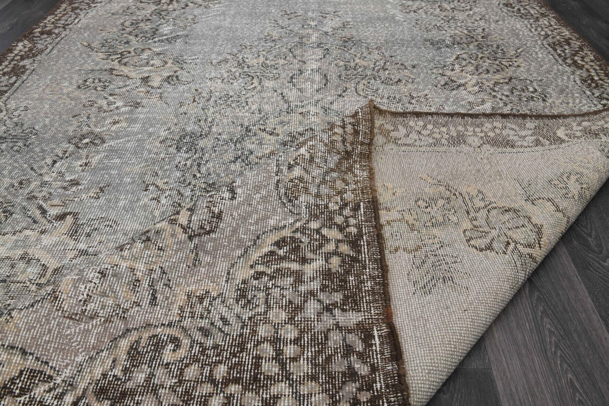 El yapımı vintage halı 183x274 cm oryantal desenli yün - üstten görünüm