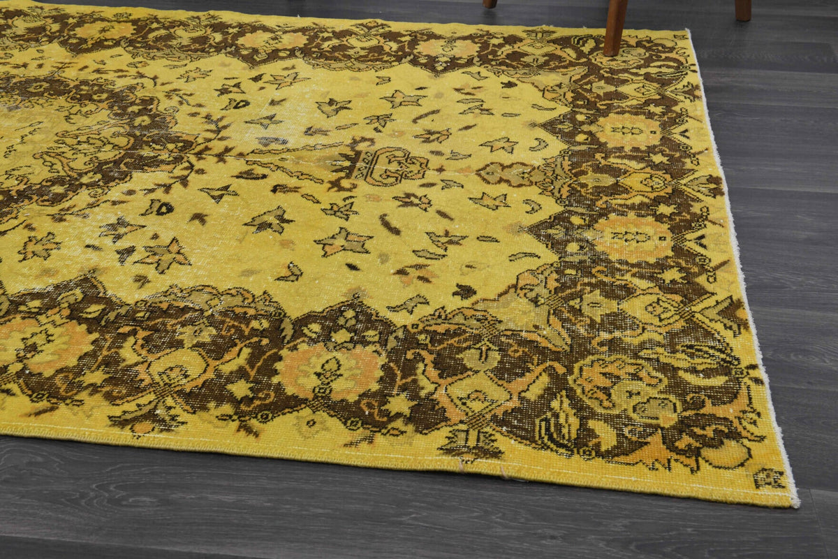 Vintage Anatolian Yellow Oriental Area Rug