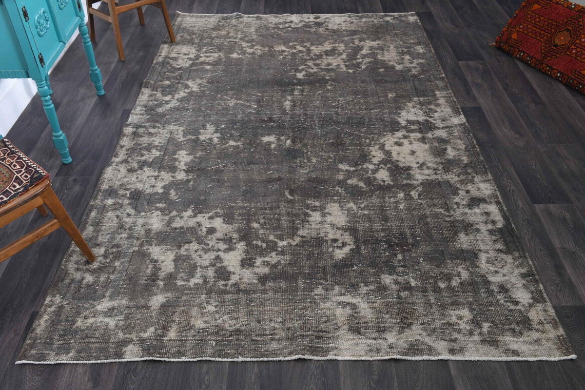 El yapımı vintage halı 183x305 cm soyut desenli yün - detay görünümü